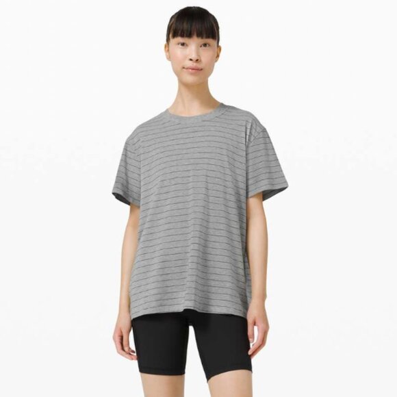 Lululemon All Yours Tee Grey and Black Stripe - Picture 1 of 9